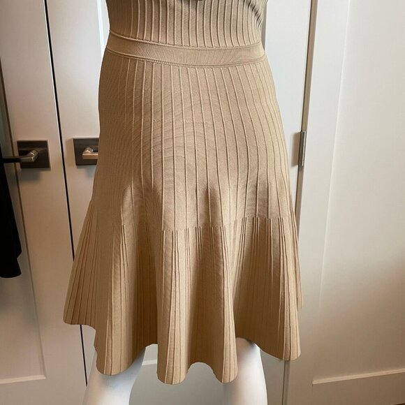 Pink Tartan Stretch Ballet Dress Fit & Flare Ribbed Viscose Nylon Camel/Tan XS - Picture 12 of 15